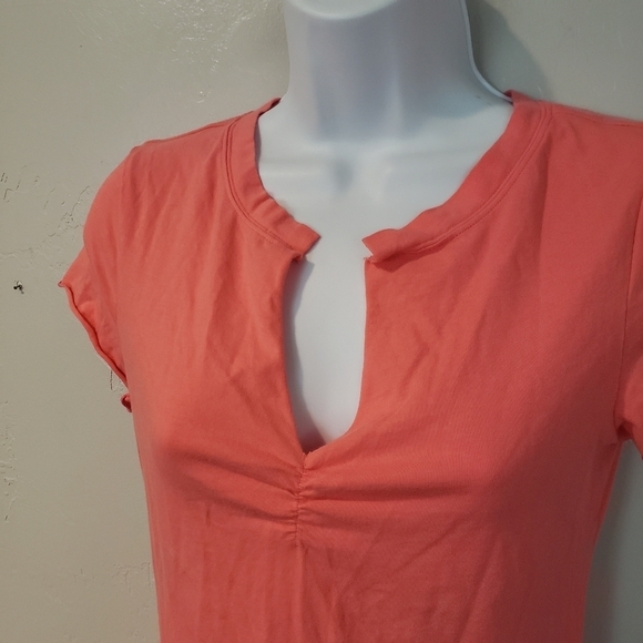 Jasmine & Ginger Small Coral Lounge Wear Short Sleeve T-shirt V-neck Comfy Soft - Picture 5 of 7